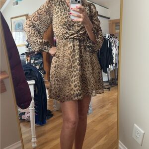 Express Animal Print Long Sleeve Dress